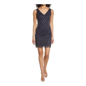 Pisarro NIGHTS Beaded Sheath Cocktail Dress